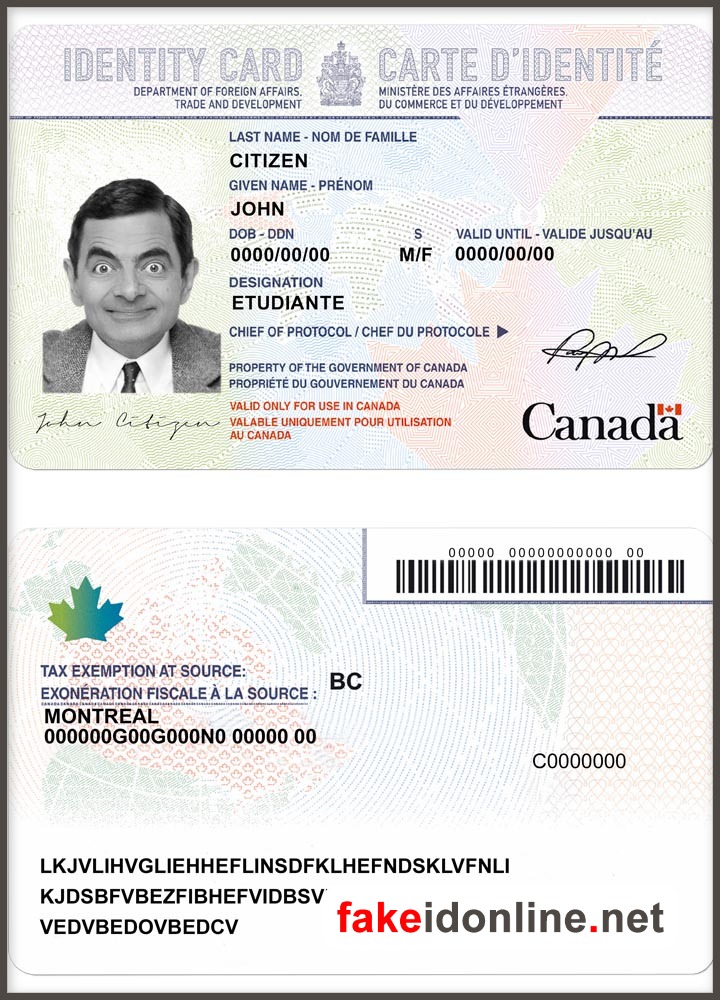 Canada ID Card Template PSD